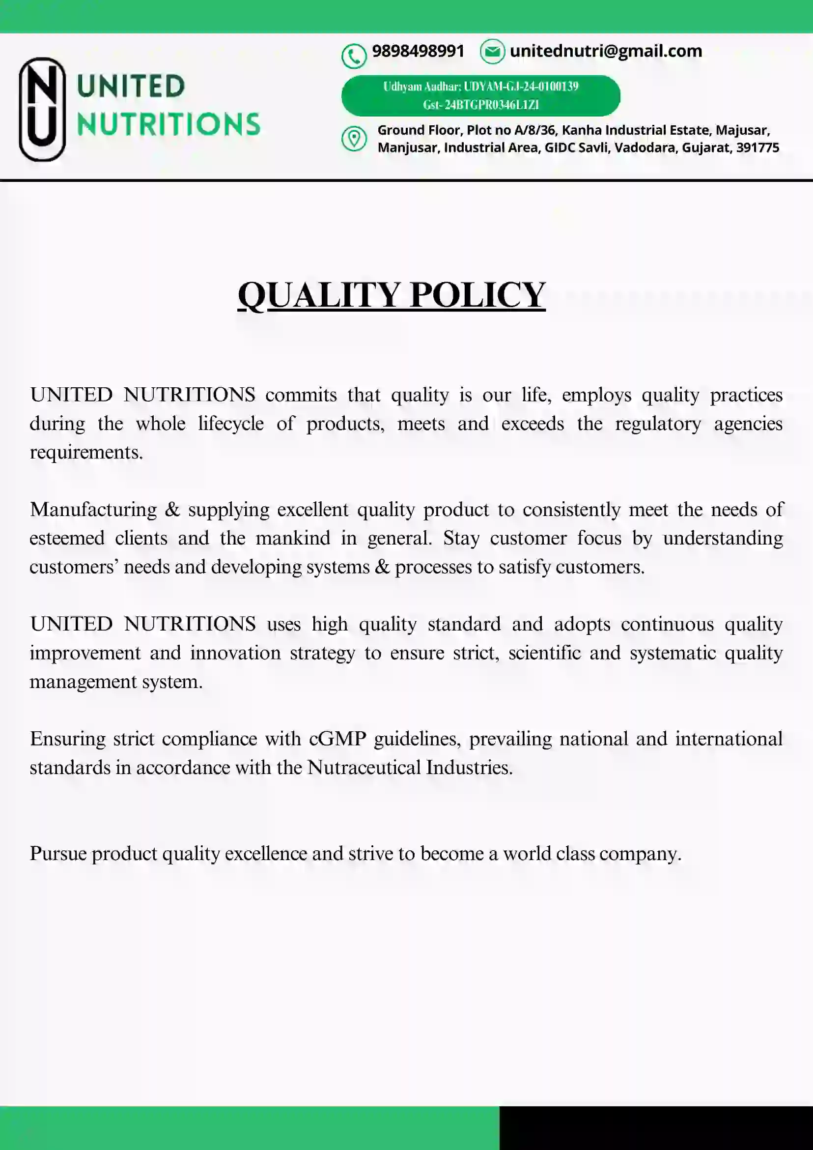 Quality Policy Document